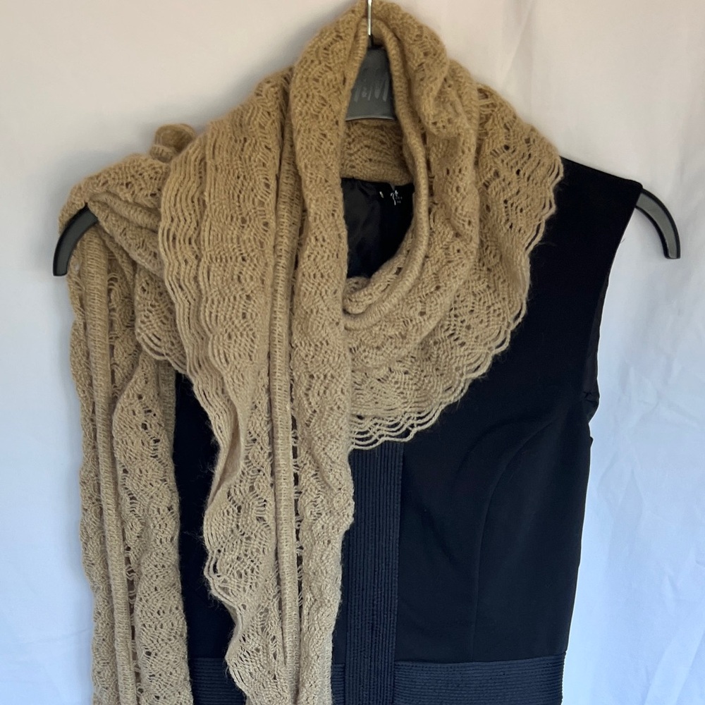 Boho Crochet Beige Scarf